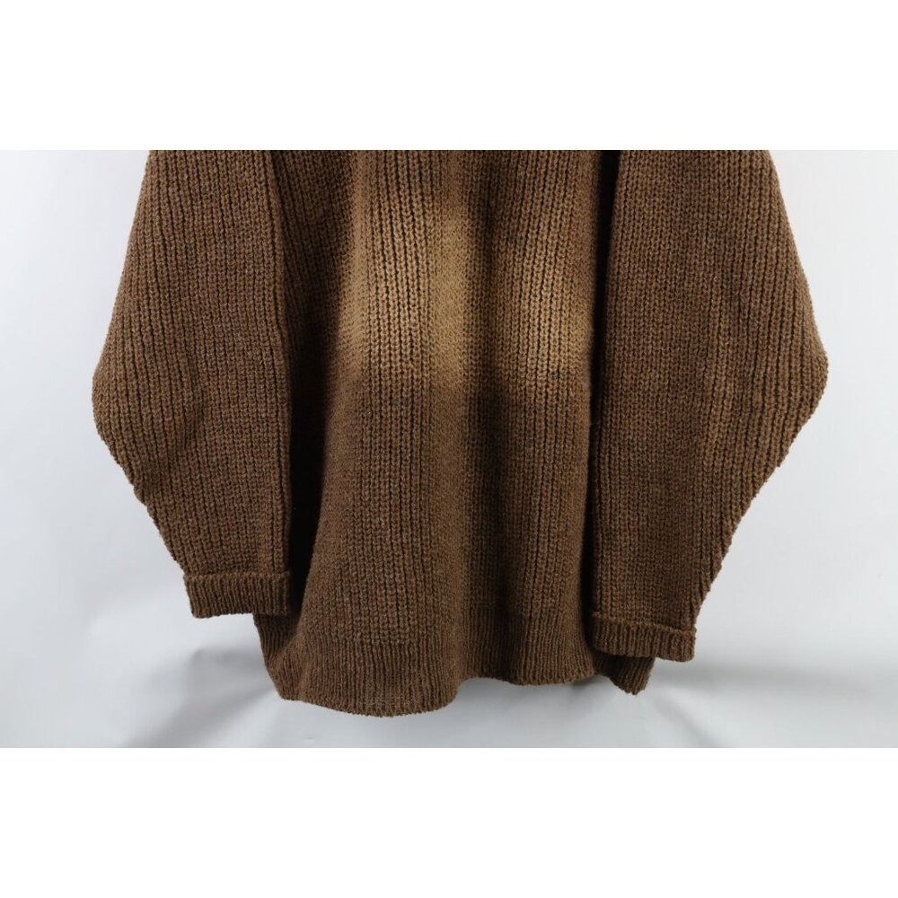 Vintage 60s 70s Rockabilly Mens 2XL Distressed Chunky Wool Ribbed Knit Sweater - Picture 3 of 8